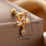 Rose gold / 1 Piece Simple Series Classic Heart Titanium Steel   Gold Color Zircon Women's Dangle Earrings 